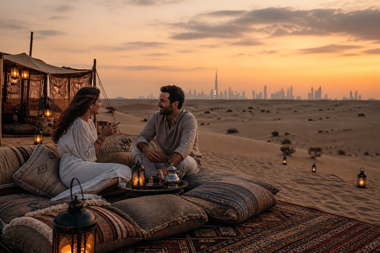 Viajantes no deserto de Dubai